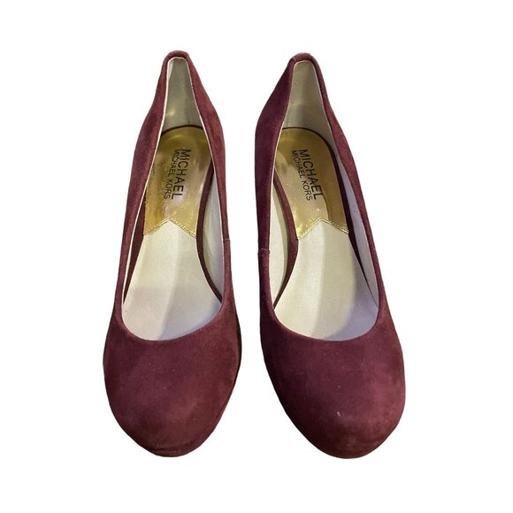 Michael Kors Platform Heals Womens 6M Used Burgundy Suede Heels - Picture 4 of 16